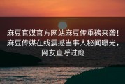 麻豆官媒官方网站麻豆传重磅来袭！麻豆传媒在线震撼当事人秘闻曝光，网友直呼过瘾