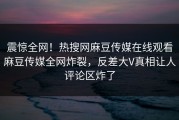 震惊全网！热搜网麻豆传媒在线观看麻豆传媒全网炸裂，反差大V真相让人评论区炸了