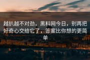 越扒越不对劲，黑料网今日，别再把好奇心交给它了，答案比你想的更简单