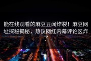 能在线观看的麻豆丑闻炸裂！麻豆网址探秘揭秘，热议网红内幕评论区炸了