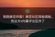 刚刚麻豆炸裂！麻豆社区探秘揭秘，热议大V内幕评论区炸了