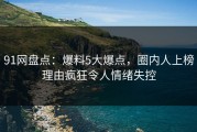 91网盘点：爆料5大爆点，圈内人上榜理由疯狂令人情绪失控