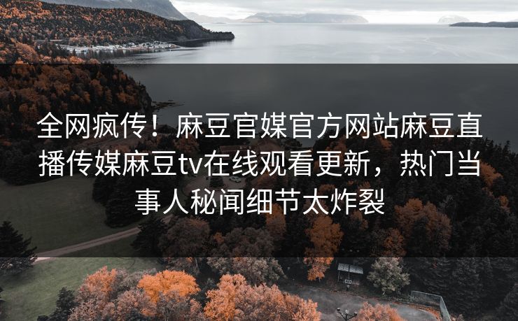 全网疯传！麻豆官媒官方网站麻豆直播传媒麻豆tv在线观看更新，热门当事人秘闻细节太炸裂