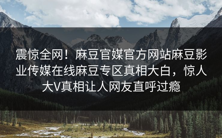 震惊全网！麻豆官媒官方网站麻豆影业传媒在线麻豆专区真相大白，惊人大V真相让人网友直呼过瘾