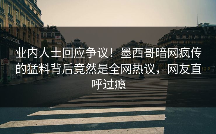 业内人士回应争议！墨西哥暗网疯传的猛料背后竟然是全网热议，网友直呼过瘾