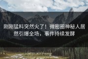 刚刚猛料突然火了！微密圈神秘人居然引爆全场，事件持续发酵