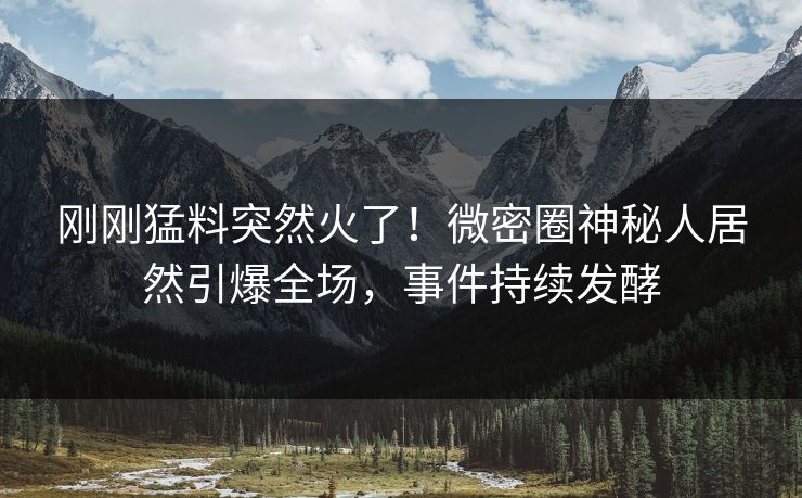 刚刚猛料突然火了！微密圈神秘人居然引爆全场，事件持续发酵