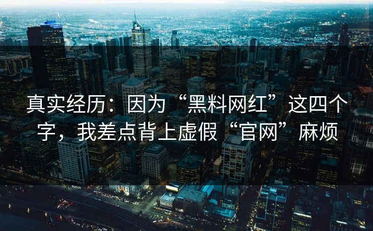 真实经历：因为“黑料网红”这四个字，我差点背上虚假“官网”麻烦